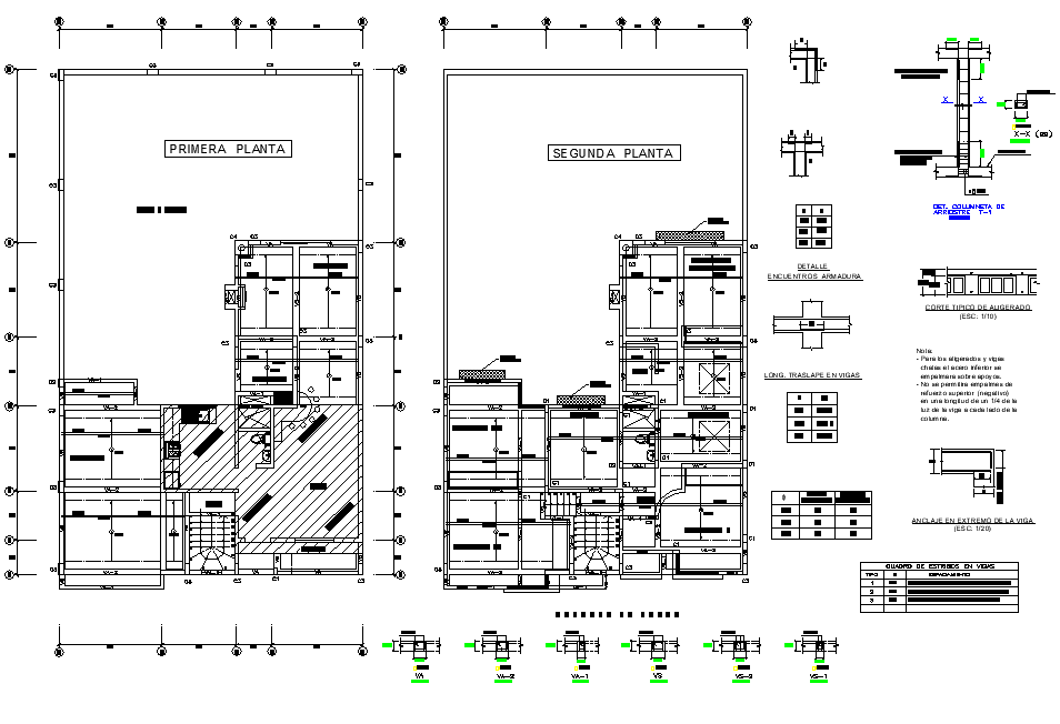 Beam plan and section plan layout file - Cadbull