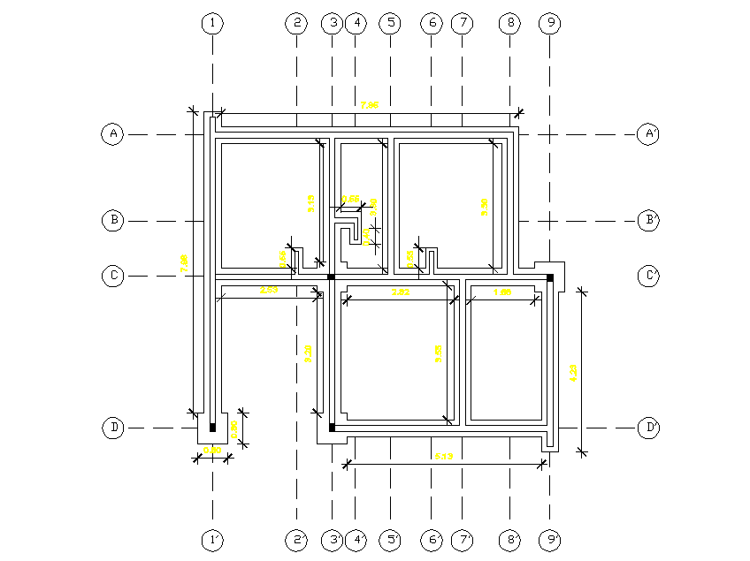 Beam plan detail dwg file - Cadbull