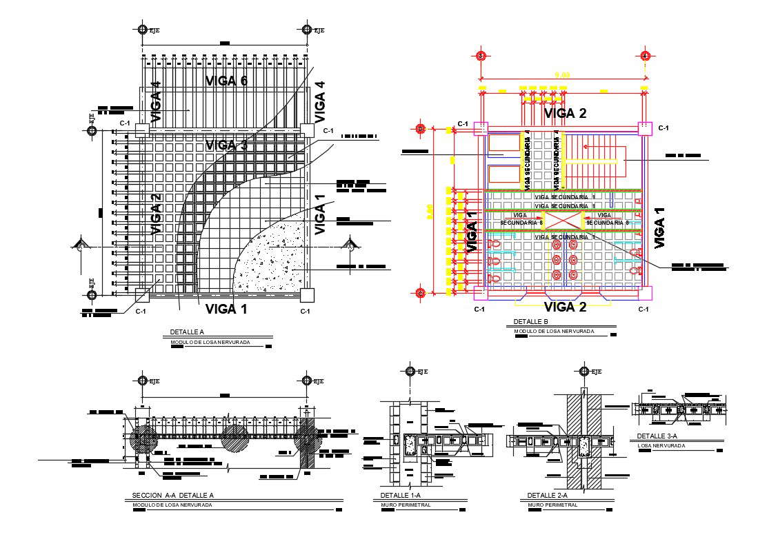 Beam schedule, beam section and constructive structure details dwg file ...