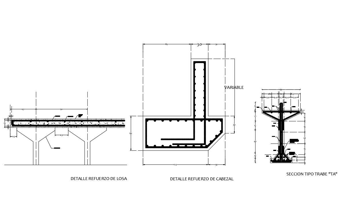 Beam section and constructive structure details dwg file - Cadbull