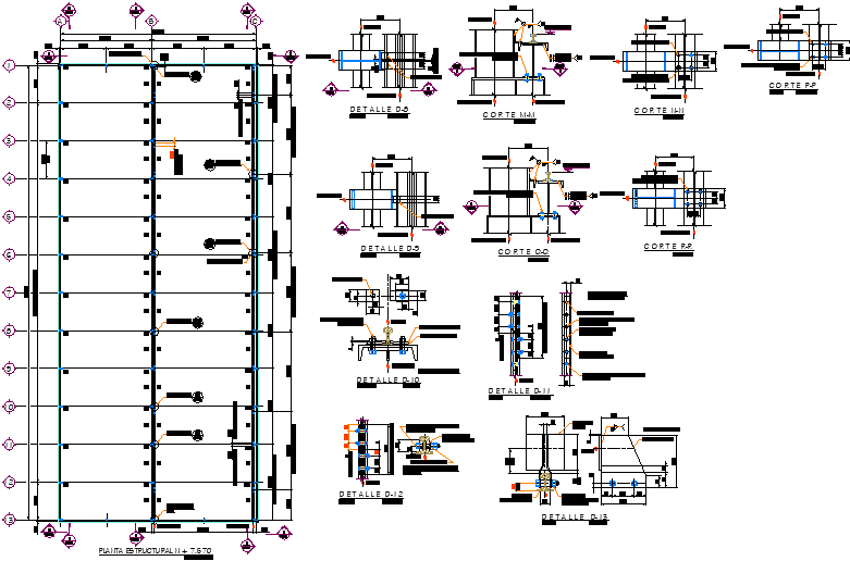 Beam section plan detail dwg file - Cadbull