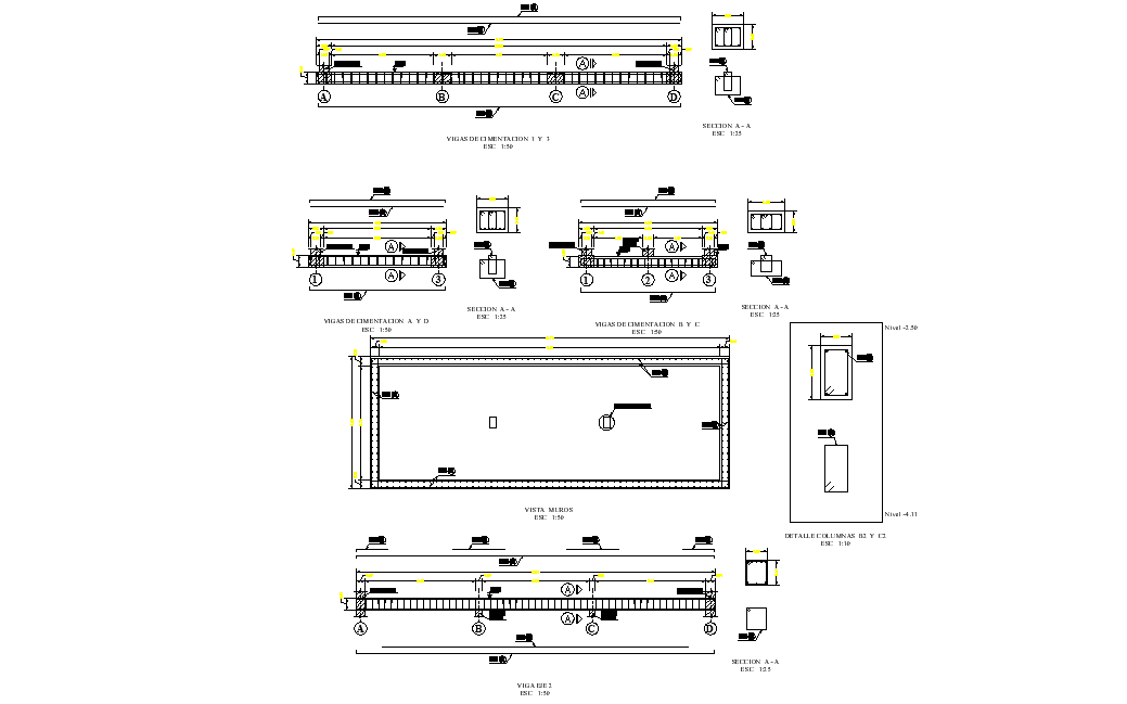 Beam Section Plan Dwg File - Cadbull