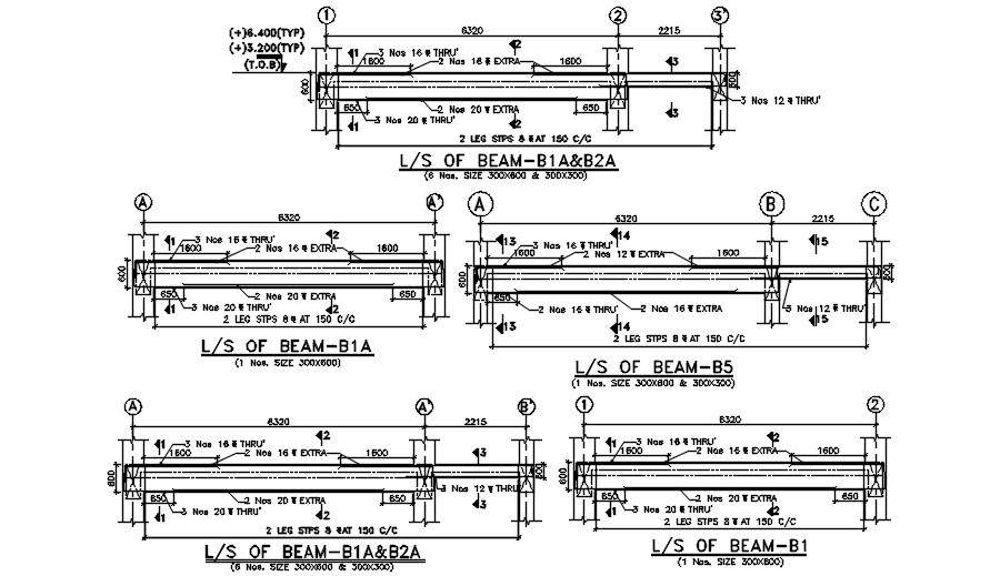 Beam Longitudinal Section Diagram Download Autocad Dwg File Cadbull