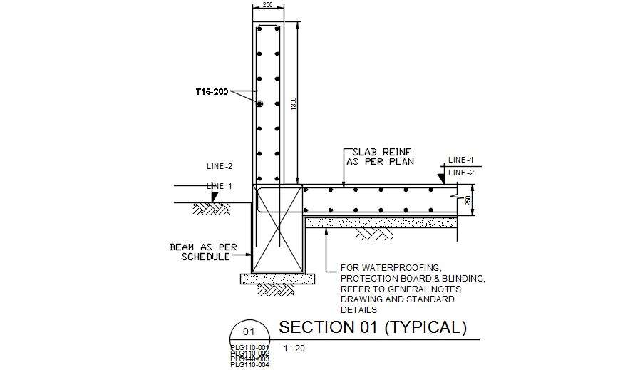 Beam and slab reinforcement section details are given in this AutoCAD ...