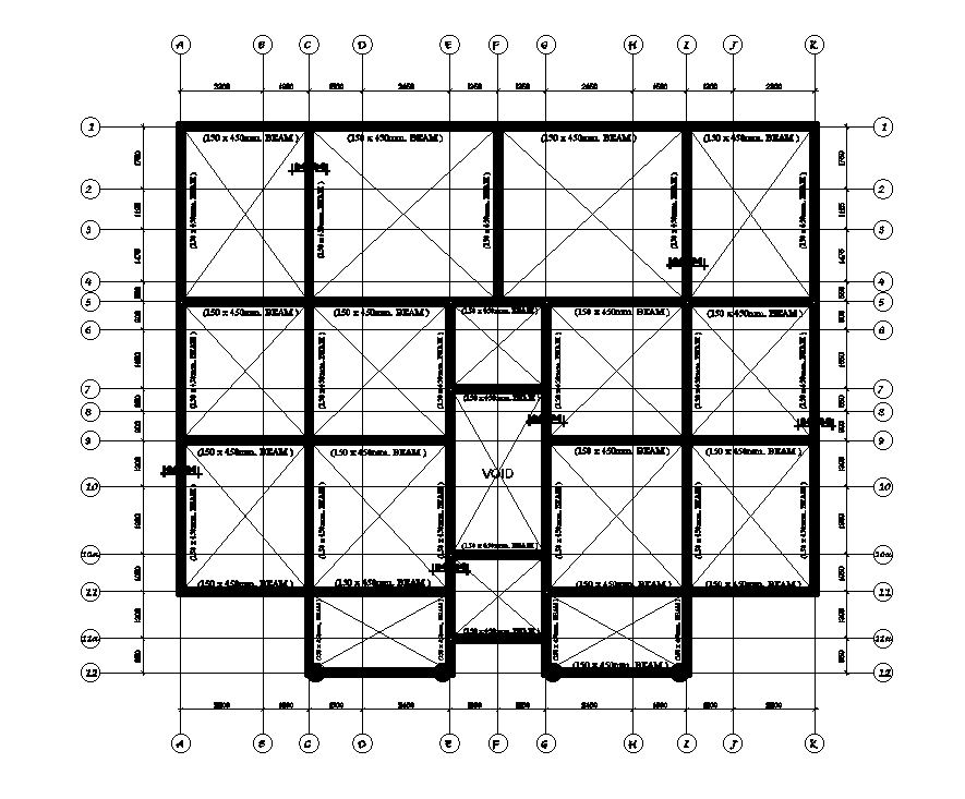 Beam layout of 18x15m house plan of residential building is given in ...