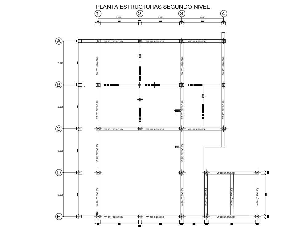 Beam layout of 39x15m college plan is given in this Autocad drawing ...