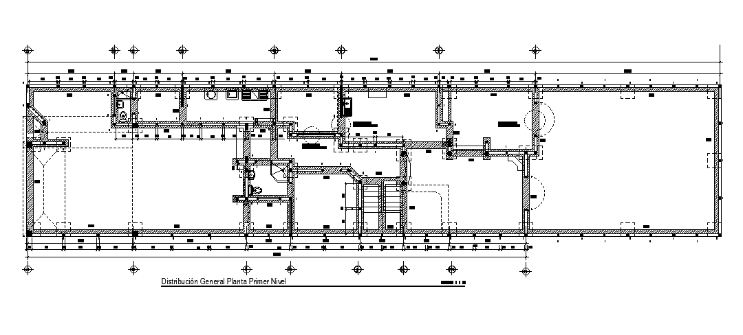 Beam Layout Of 40x11m Ground Floor House Plan Is Given In This Autocad Drawing Modeldownload