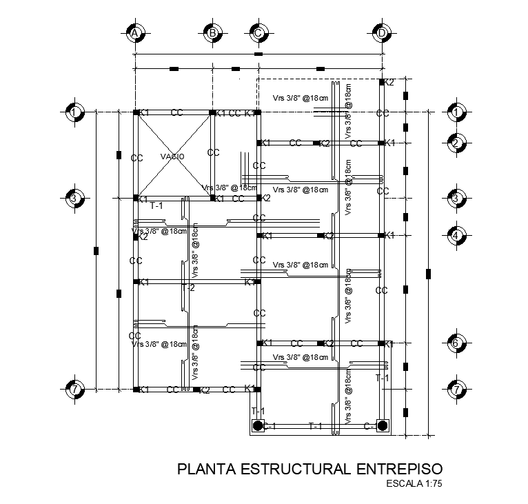 Beam Layout Of 8x10m House Plan Is Given In This Autocad Drawing Model Download The Autocad