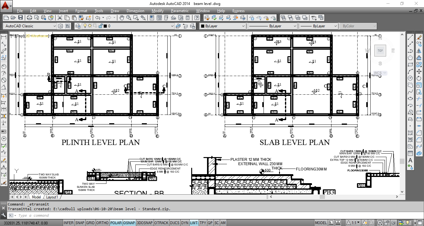 House Beam Plan Drawing dwg file - Cadbull