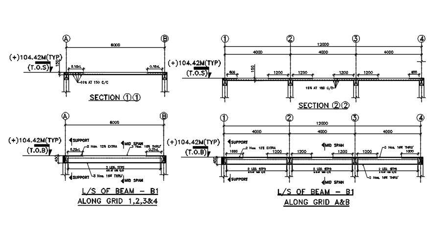 Beam section detail drawing.Download cad DWG file | CADBULL - Cadbull