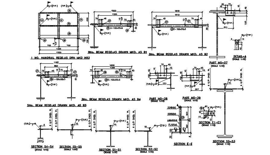 Beam Section Detail Drawing File. Download Autocad File | CADBULL - Cadbull