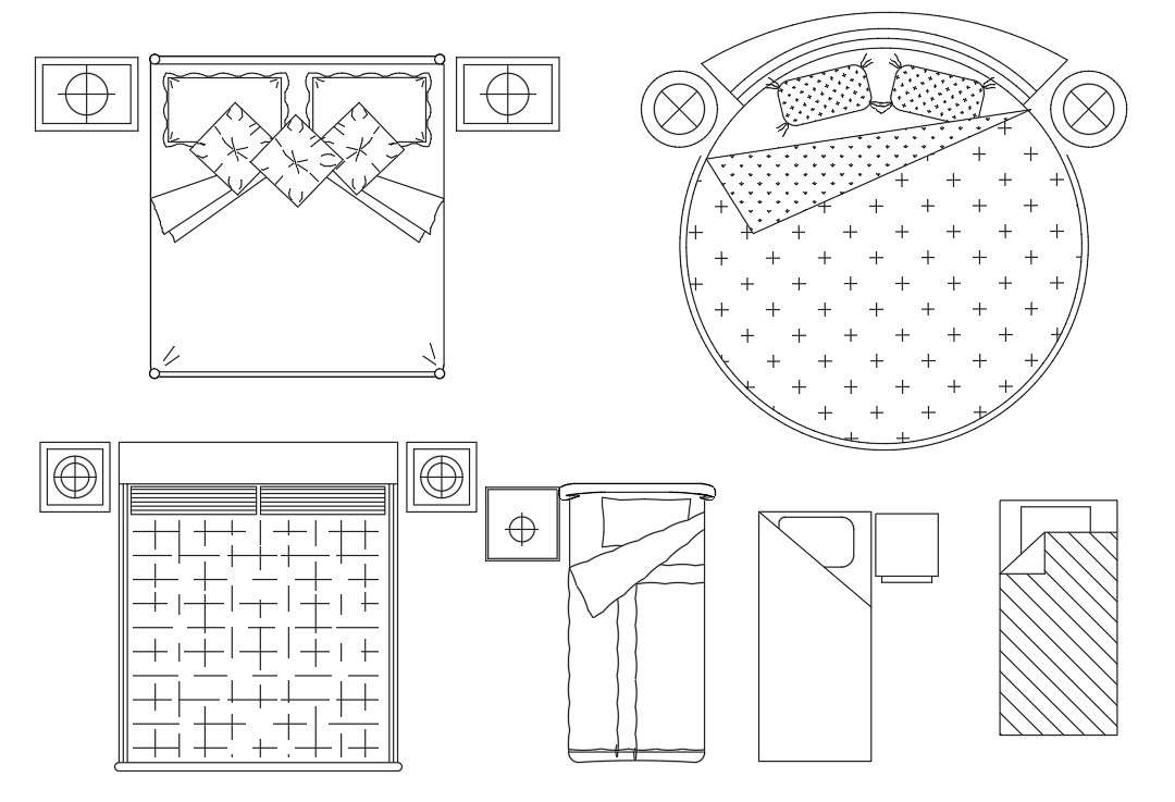 Beautiful various types of Bed block design drawing blocks are given in ...