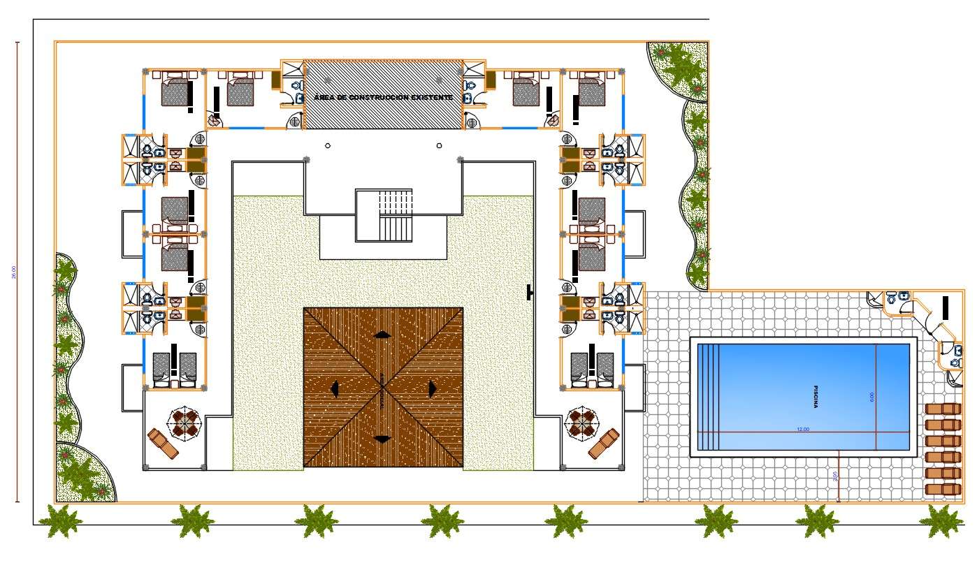 Bedroom Furniture Floor Plan With Swimming Pool AutoCAD
