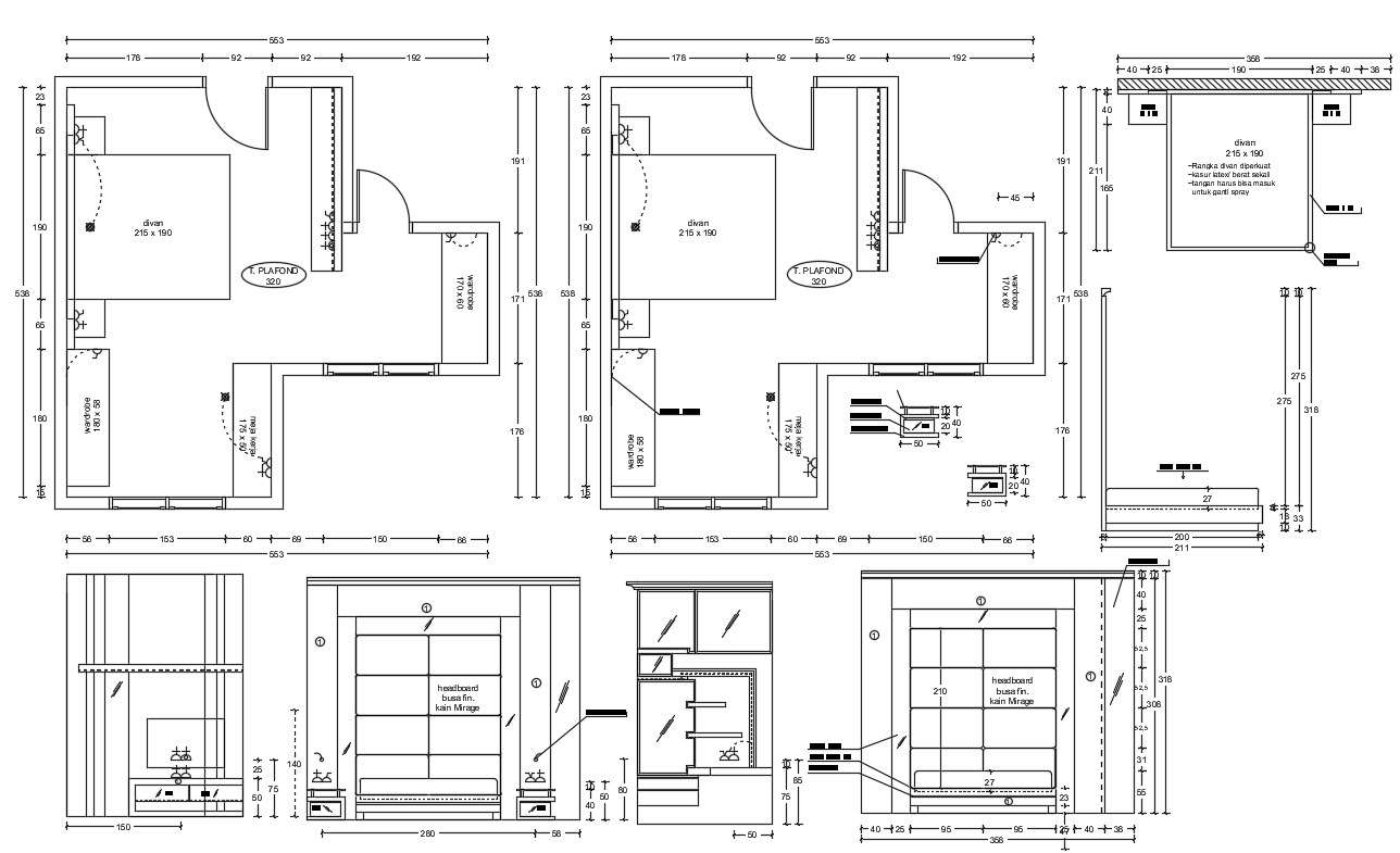 Bedroom Layout Plan AutoCAD Drawing Cadbull