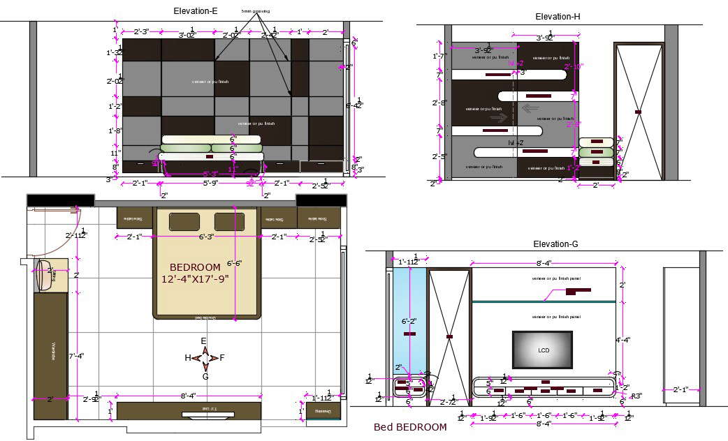 Bedroom Plan And Elevation Drawing DWG File Cadbull   BedroomPlanAndElevationDrawingDWGFileWedJul2020041031 