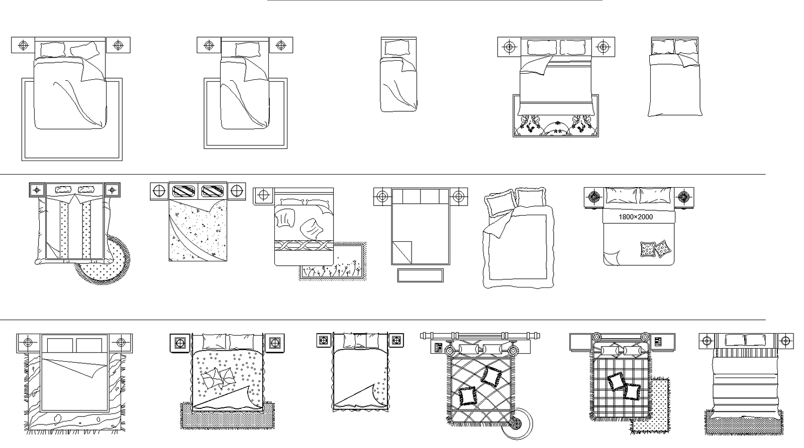 Beds plan detail dwg file. - Cadbull