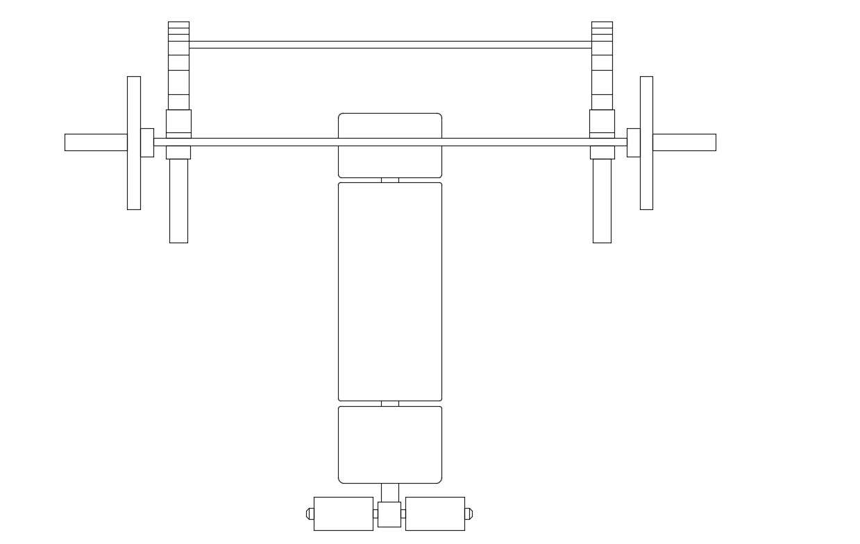Bench Press Machine Elevation Drawing AutoCAD File Free Download Cadbull