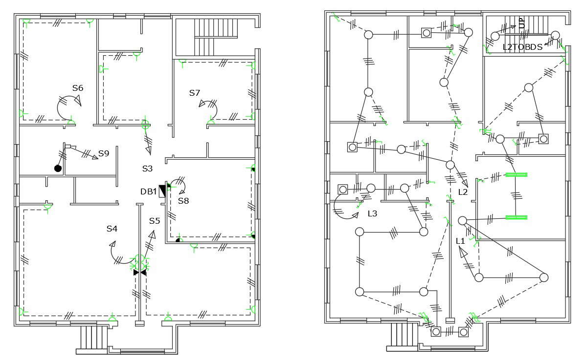 Big House Electrical Layout Plan AutoCAD Drawing Cadbull