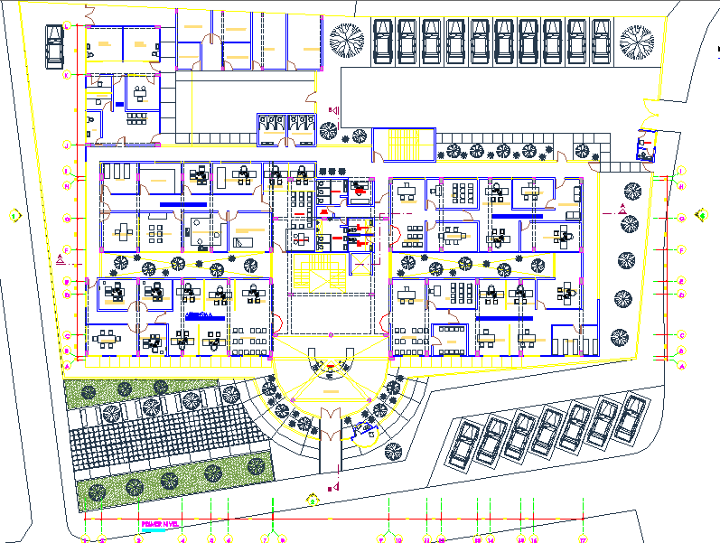 Big Layout plan of a office dwg file - Cadbull