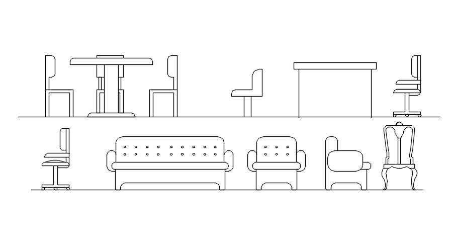 Blocks of living room furniture in AutoCAD 2D drawing, CAD file, dwg ...