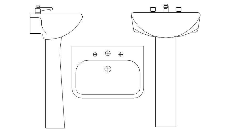 Blocks of washbasin in AutoCAD 2D drawing, CAD file, dwg file - Cadbull