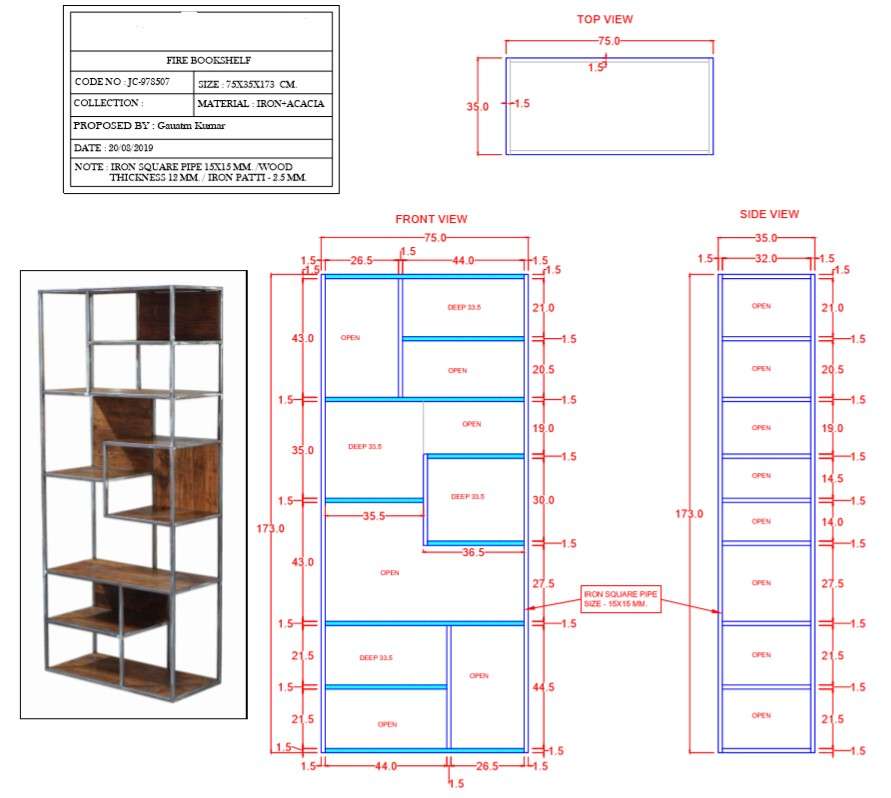 Book Shelf Cabinet Section Design Size, Bookcase Shelf Dimensions