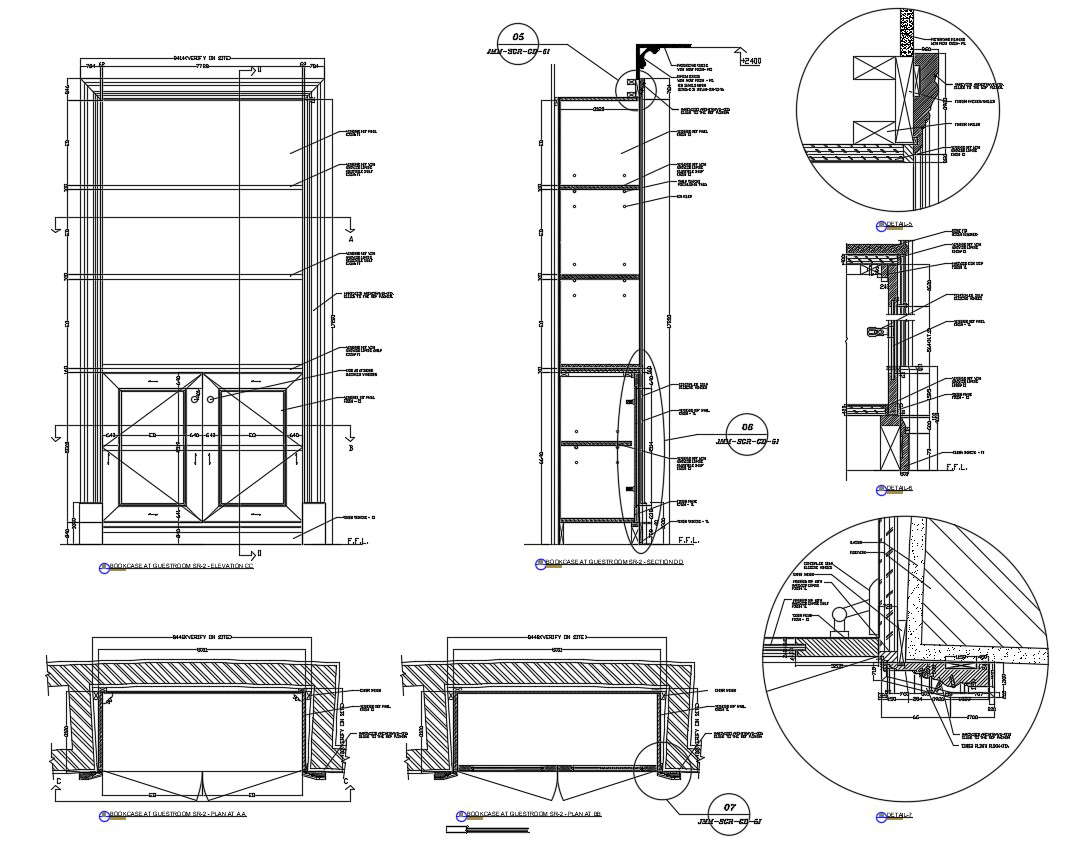 Bookcase Cupboard Cad Detail - Cadbull