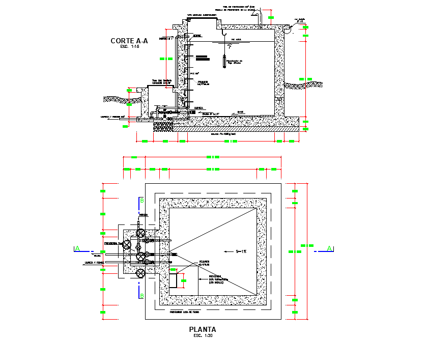 Booth valve plan and section dwg file - Cadbull