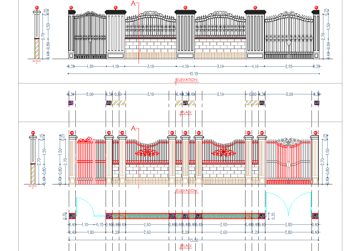 Boundary Wall Specifications Detail Dwg File Cadbull 2265