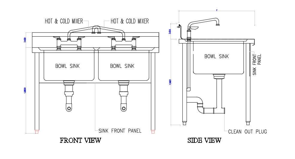 Bowl Sink Elevation Design CAD Drawing Free Download  Mon Nov 2019 11 38 58 