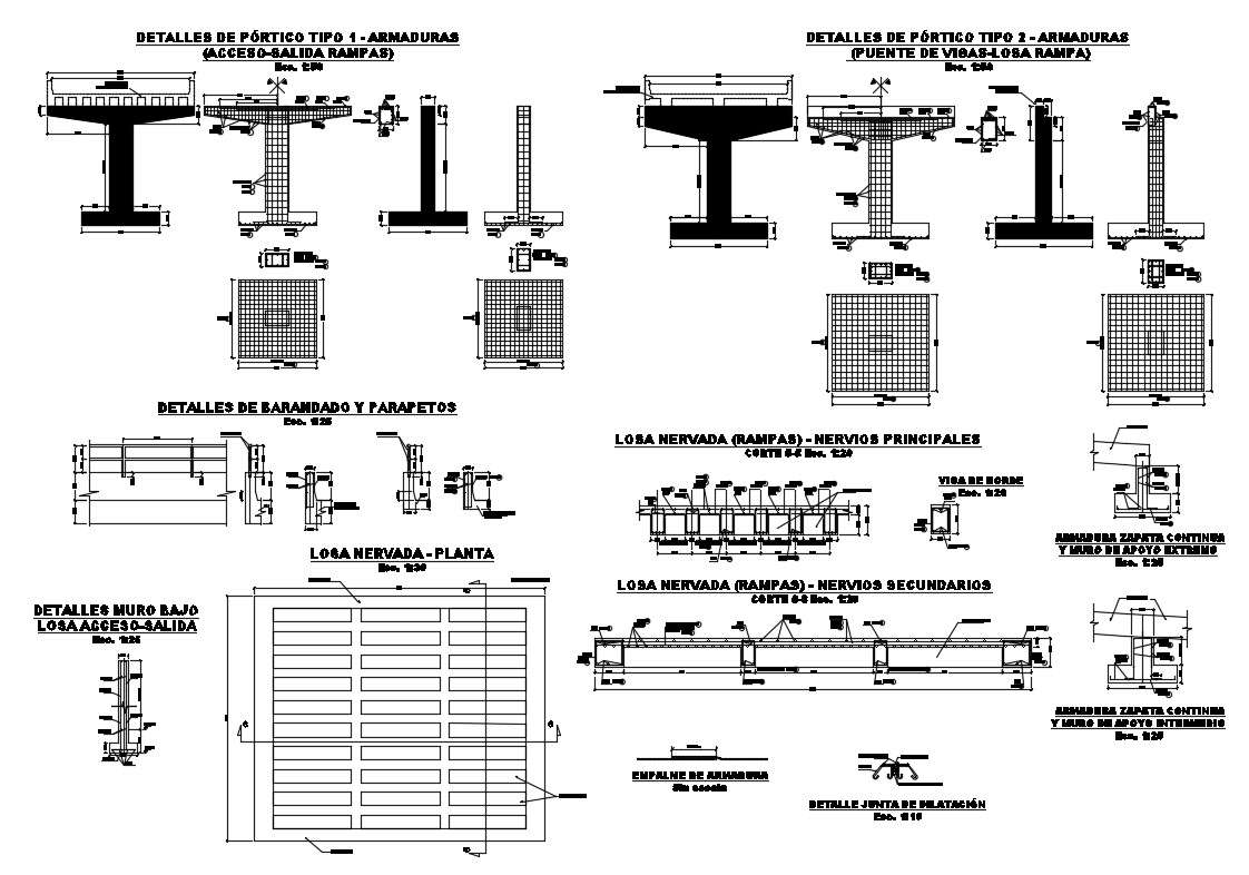 Bridge Pillars And Constructive Structure Details Dwg File Cadbull My