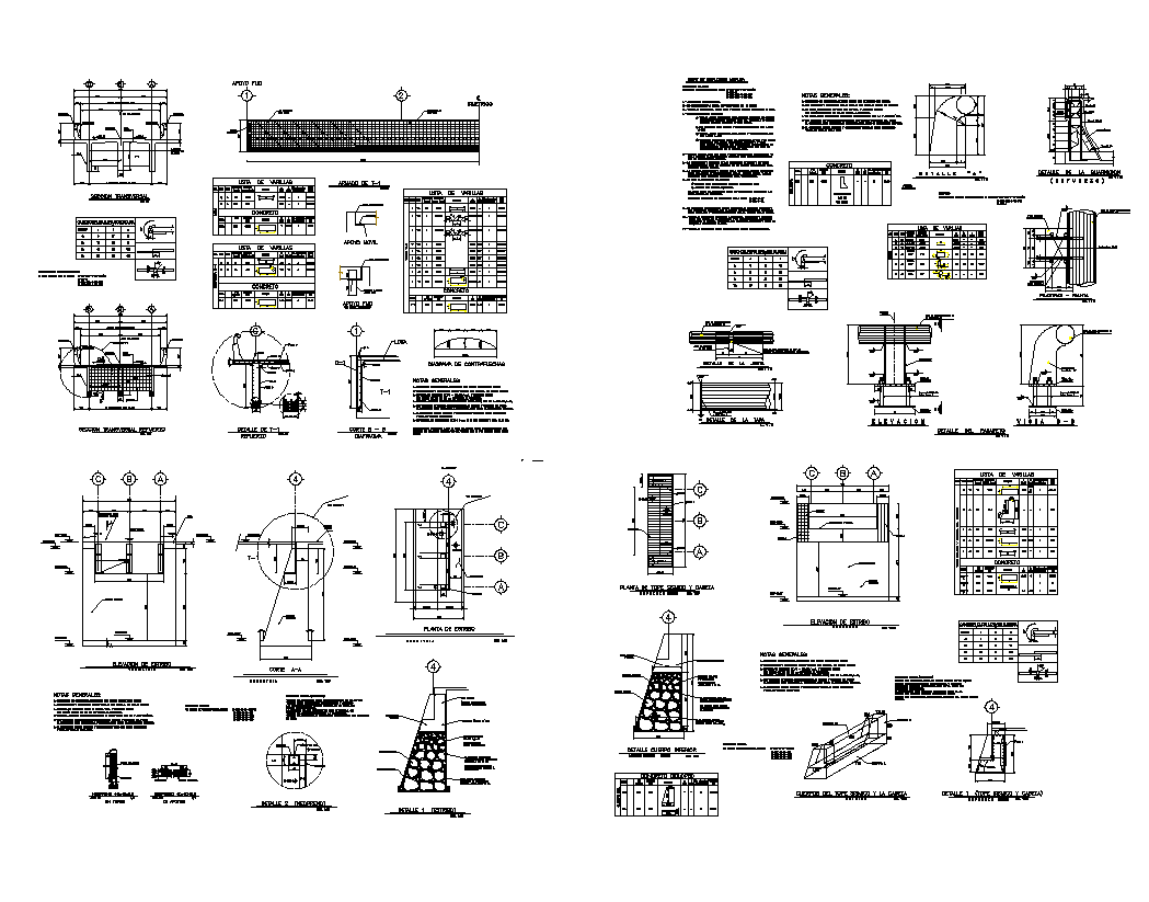 Bridge structure detail elevation and section layout autocad file - Cadbull