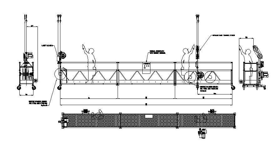 Bridge machinery typical section and side elevation details are given ...