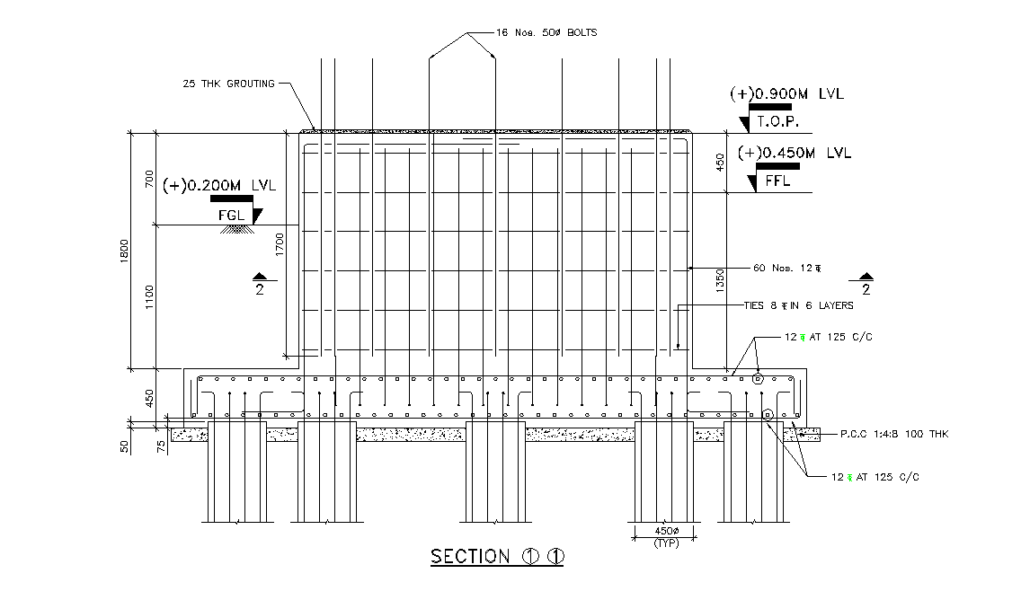 Buffer tank section details are given in this 2D Autocad DWG drawing ...