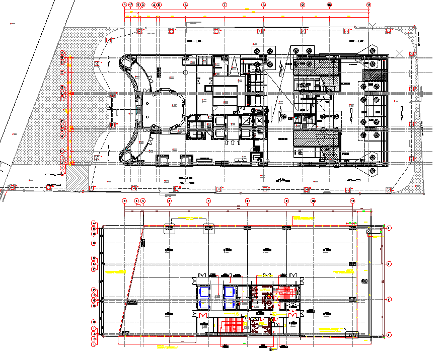 Building Floor plan with Detailing - Cadbull