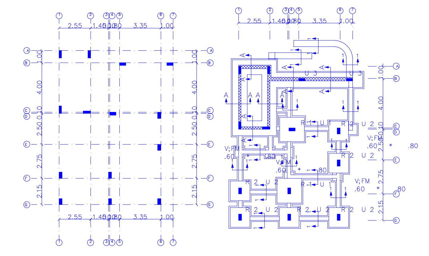 Building Foundation And Column Layout Plan Dwg File Cadbull