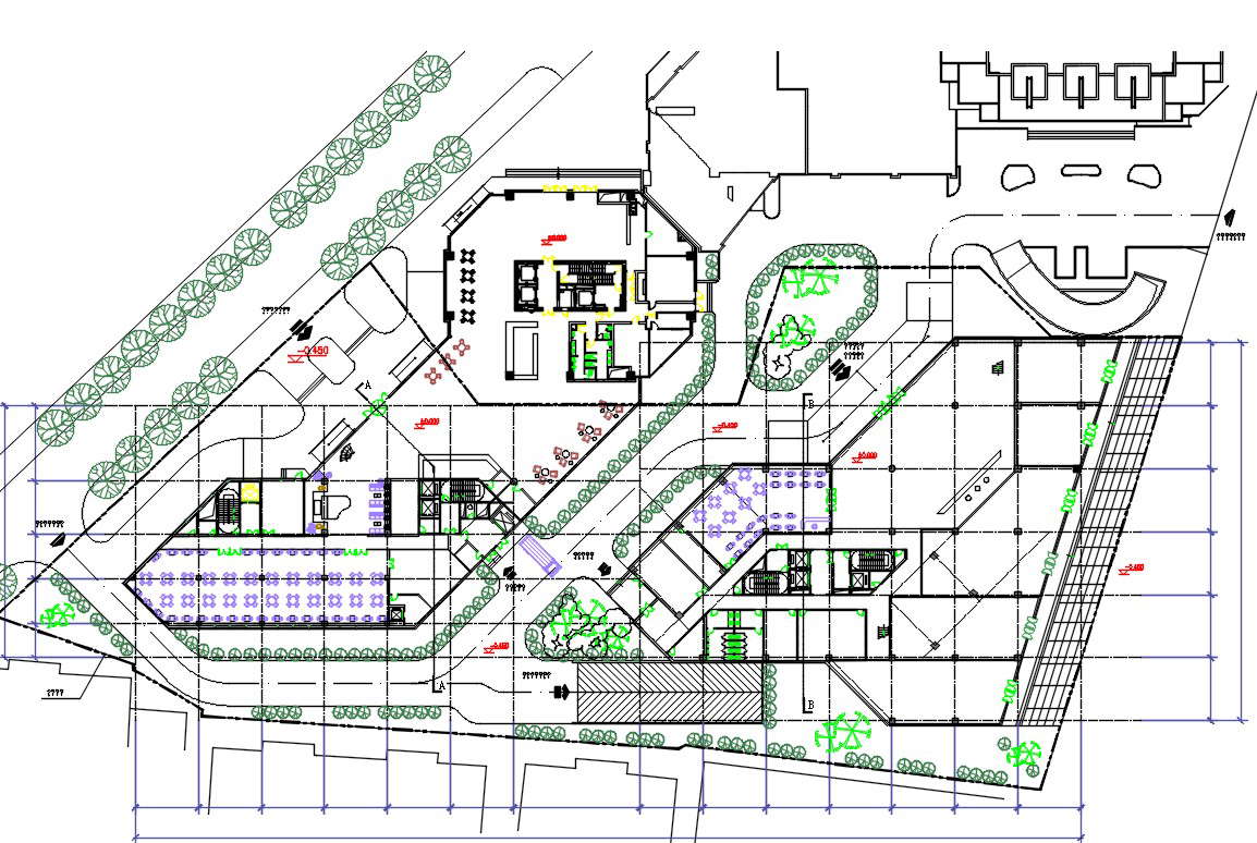 Building Ground Floor Plan Dwg File - Cadbull