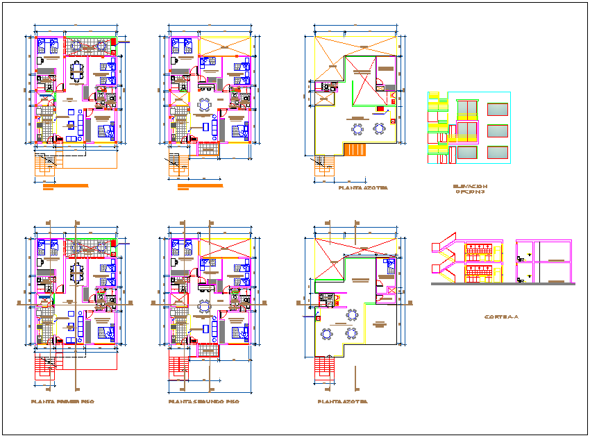 Building apartment flat plan detail view dwg file Cadbull