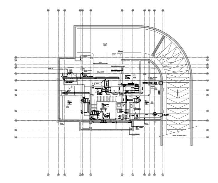 Building basement floor plan detail with HVAC layout. - Cadbull