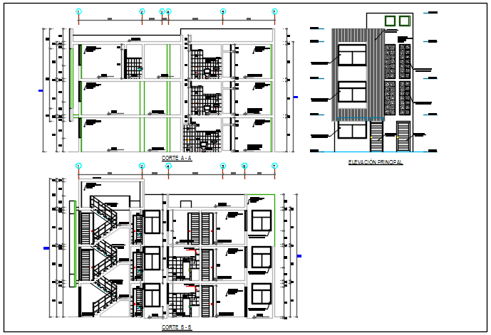 Building elevation and section plan detail dwg file - Cadbull