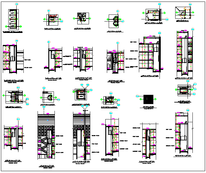 Building elevators information dwg file - Cadbull