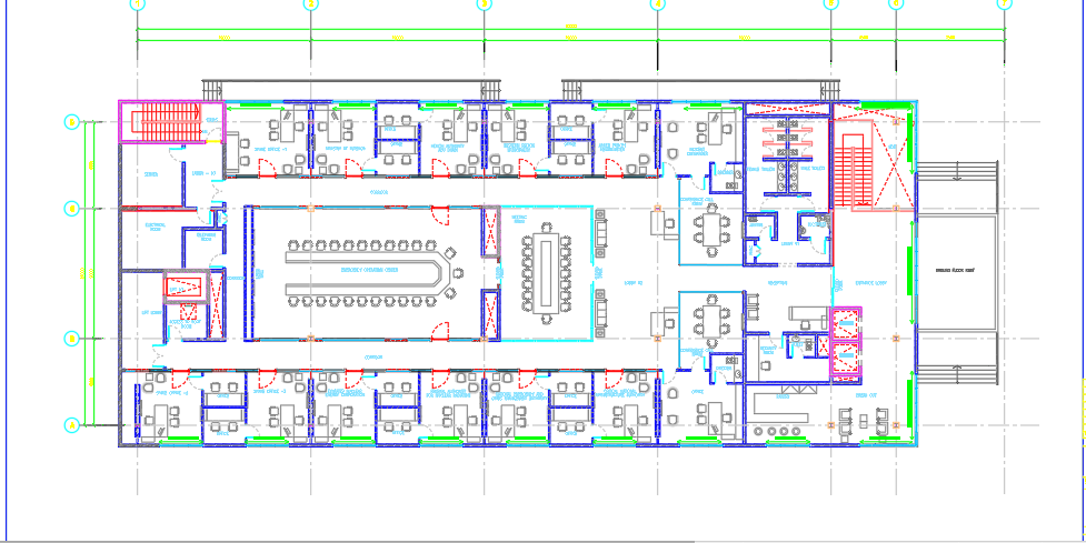 Building second floor furniture plan - Cadbull