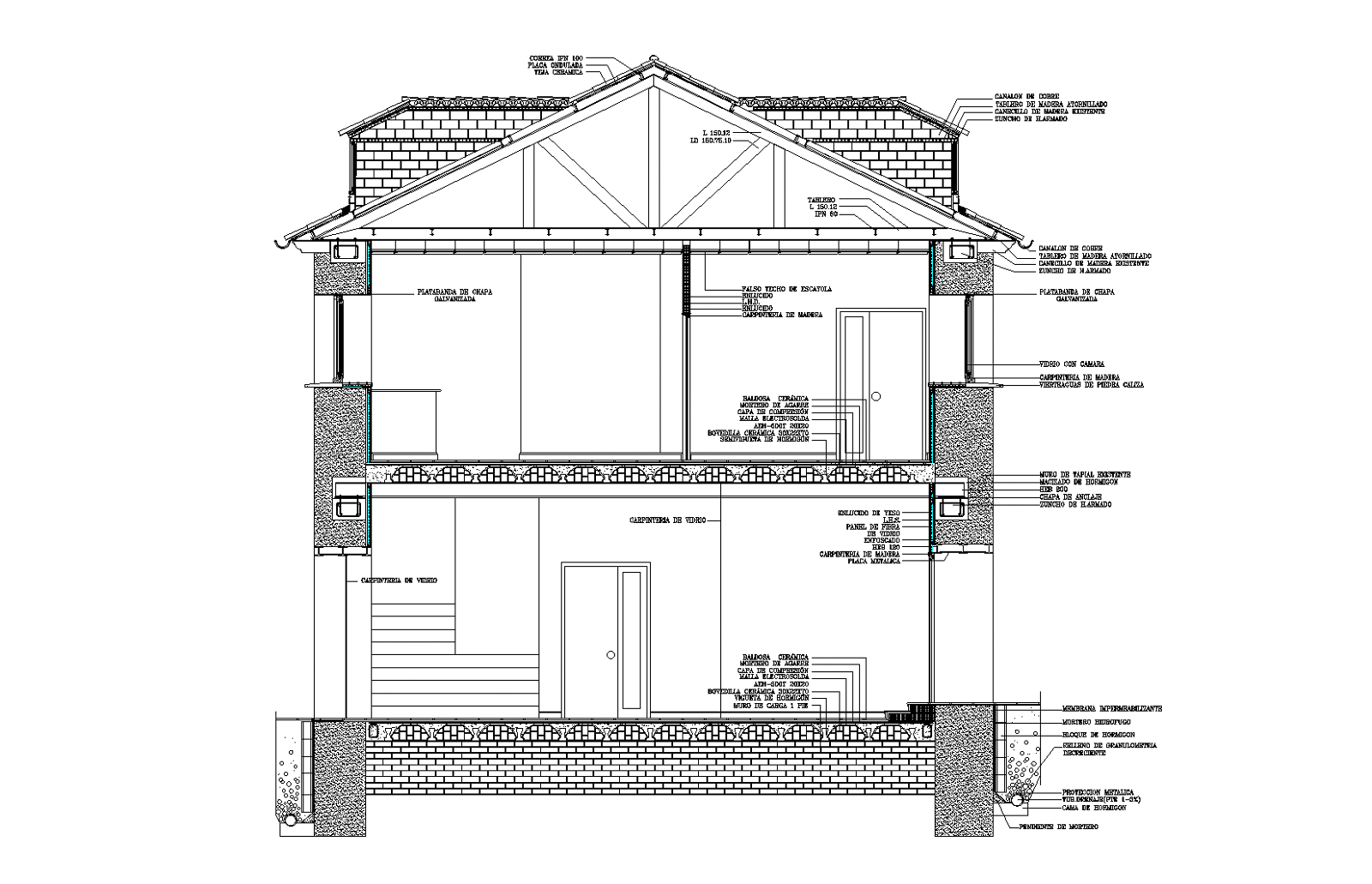 Building section plan detail dwg file. - Cadbull