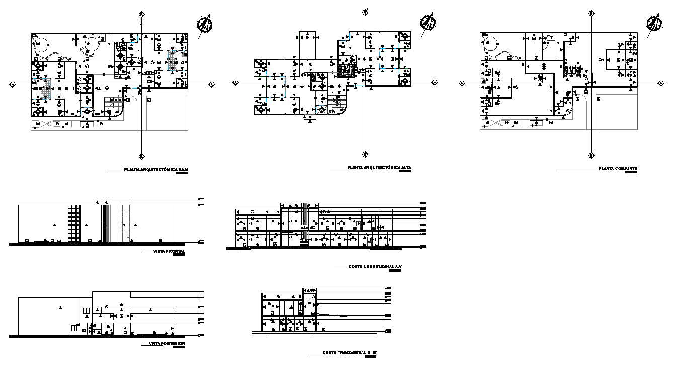 Building structure 2d view plan, elevation and section layout autocad ...