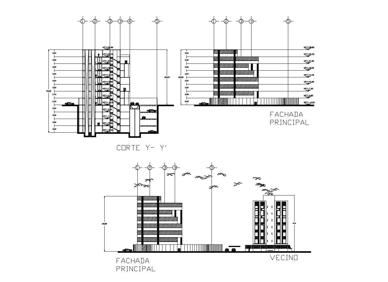  Download  Free  Building  elevation  design  in DWG file Cadbull