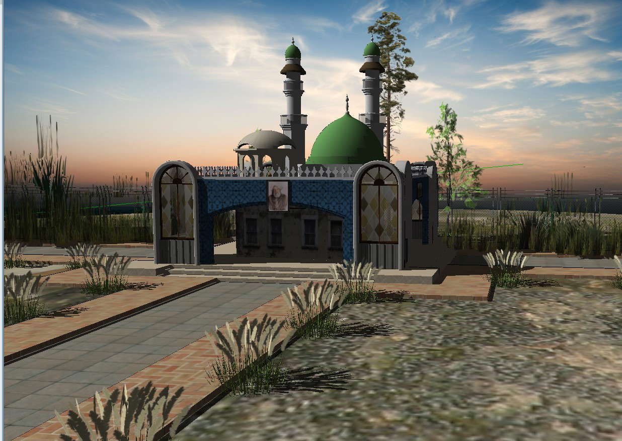 Bulle shah kasur  mosque building 3d model cad  drawing 