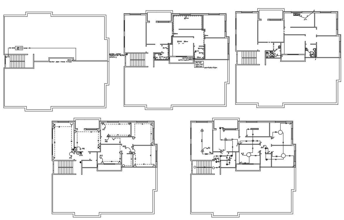 Bungalow Electrical And Plumbing Layout AutoCAD Format - Cadbull