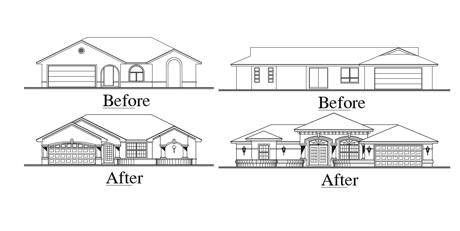 Bungalow Exterior Design Autocad Drawing Cadbull