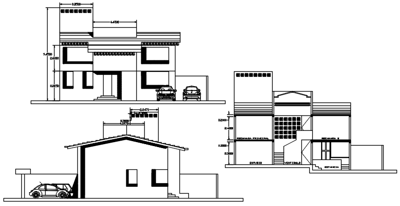 Villa Elevation Design In AutoCAD File - Cadbull