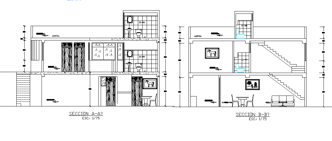 Bungalow elevation dwg file - Cadbull